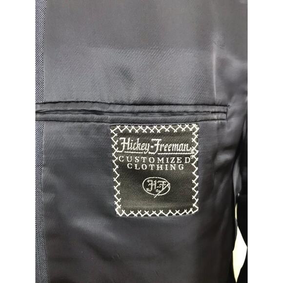 Hickey-Freeman Men's Suit Jacket Wool Size 44 Long Blue 2 Button Vented - Picture 8 of 11